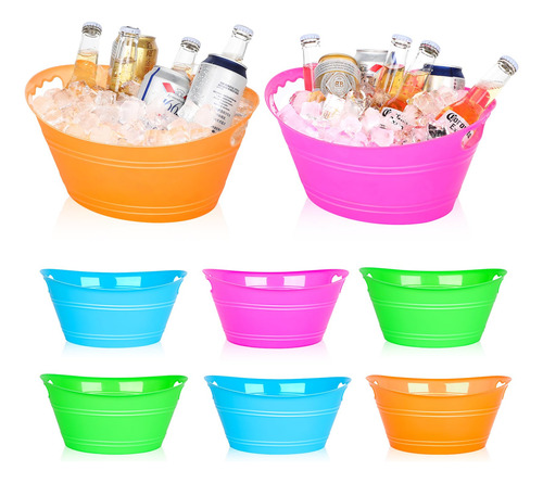 Cubeta De Plstico Para Fiestas Con Asas, 8 Piezas - 4.3l