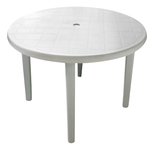 Mesa Redonda Con 4 Sillas De Plastico Blanco