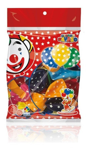 25 Globos Impresos Estrellas Fiesta Colores Polka Estrellas