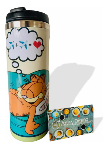 Termo Garfield Personalizado Color Crema