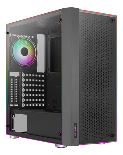 Chasis Gabinete Gamer Aerocool Skribble Rgb Vidrio 3 Fans Color Negro