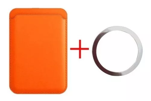 Cartera Magnetica Con Soporte Compatible Con MagSafe Para iPhone En Naranja