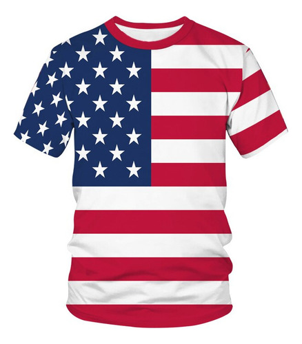 Camisetas Estampadas En 3d Con La Bandera De Estados Unidos,
