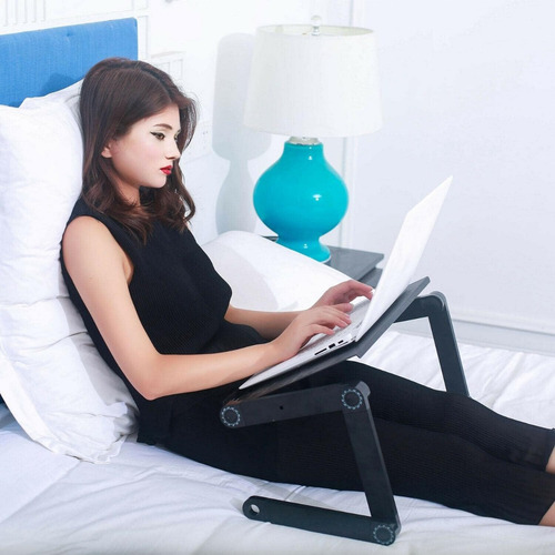 Mesa Plegable Soporte Regulable Notebook Laptop Cooler Usb Color Negro