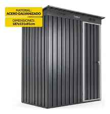Casa De Almacenamiento Para Exterior Bodega Jardin Cobertizo Trent 187x151x91 Caseta Deposito Galpón Obrador Acer Gris Oscuro