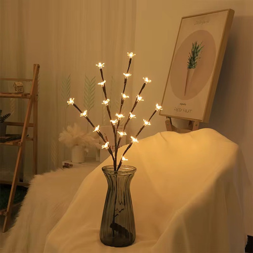 Luces Arbol Ramas Flor Led A Pila Cálida 70cm Navidad Deco Cálida