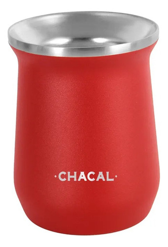 Copo Cuia Térmico Inox Tereré Chimarrão Chacal 236ml Cores Cor Vermelho Liso