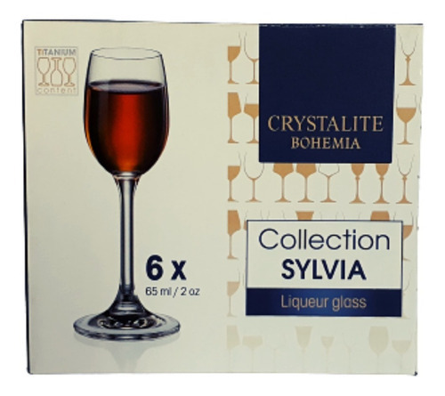 Jogo De 6 Taças Para Licor 65ml Cristal Sylvia Bohemia Cor Incolor