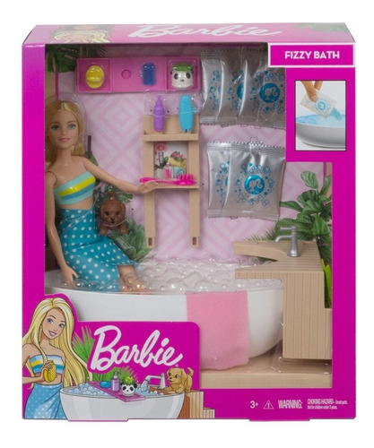 Muñeca Barbie Con Bañera Sales De Baño Espuma Figura 