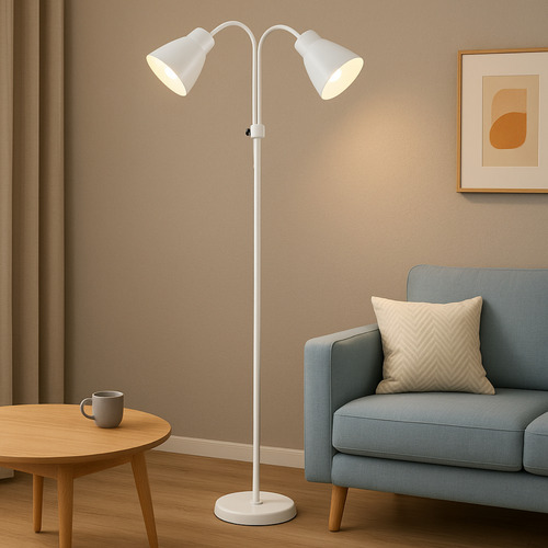 Abajur Luminária De Chão Pedestal De Piso Grande Bivolt Flex Branco Branco