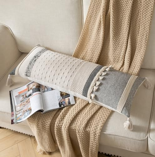 Funda Almohada Lumbar Bohemia 35 X 90 Cm Negro Beige