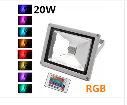 Pack 2 Foco Proyector Color Led Exterior 20w Rgb