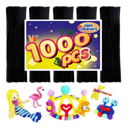 Limpiapipas Bundooraking, 1000 Unidades, Color Negro, 6,5 Mm