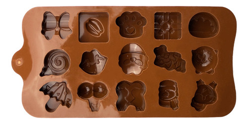 Molde Silicona Gelatina Gomitas Chocolate Navidad Kawai Cute Color Marrón