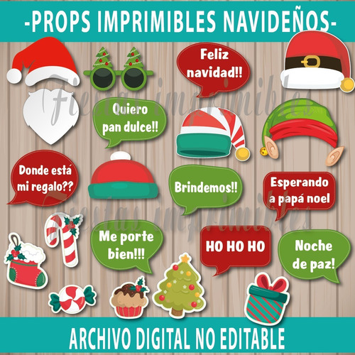 Props Imprimibles Carteles Fotos Navideños Fiesta Navidad