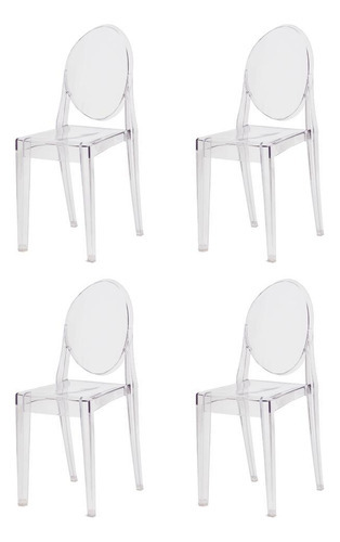 Kit 4 Cadeiras Victoria Ghost Transparente Sala Cozinha Jant