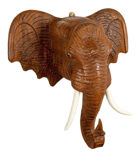Cabeza De Elefante Decoración De Pared Escultura 26cmx26cm
