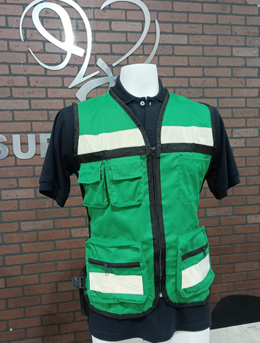Chaleco Tipo Brigadista Premium De Seguridad Multibolsa Nfo Verde S