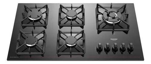 Cooktop 5 Bocas Dako Diplomata com Mesa De Vidro e Tripla Chama e Acendimento Automático A Gás Preto Bivolt