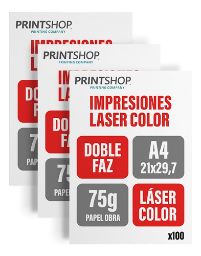Impresiones Bajadas Color Printshop A4 75g X 100 Doble Faz