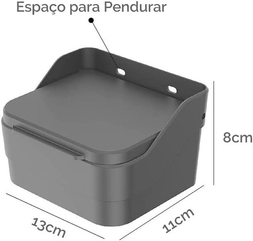 Saleiro Trium Com Tampa De Mesa Parede Porta Sal Temperos Ou Cor Chumbo