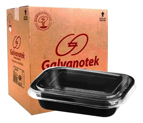 Embalagem Forneável Com Tampa 800ml Galvanotek G-240 C/100 Cor Preto