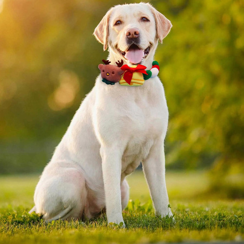 L Bufanda Navideña Para Perro, Bola Ajustable, Gatito, Alce