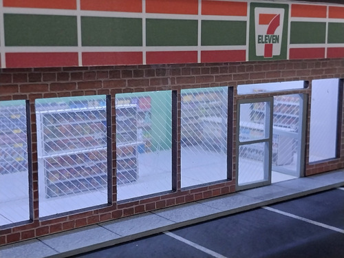 Diorama Mdf Modelo Seven Eleven Escala 1/64 Iluminação Led.