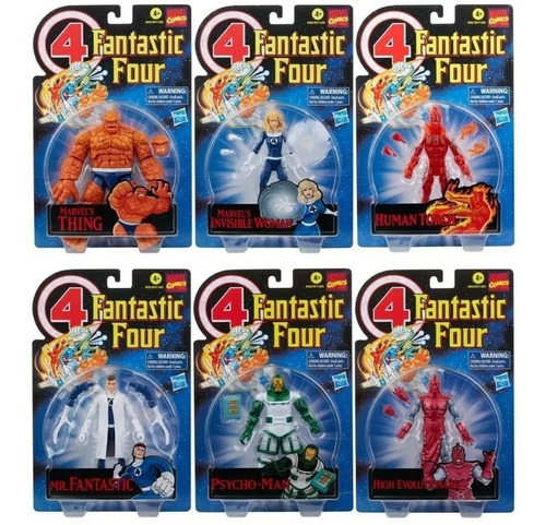 Marvel Legends Retro Fantastic Four 4 Fantasticos Pack 6 Pz
