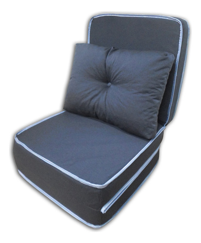 Colchón multiusos Puff con almohada individual, 3 en 1, color azul
