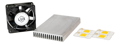 Combo Led 200w Cultivo Indoor Cob Cooler Disipador Luz Blanco Cálido
