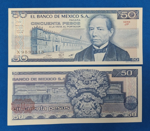 Billete De Mexico 50 Pesos Benito Juarez Unc