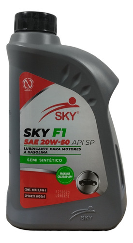 Aceite Sky 20w-50 Semisintético Para Motor A Gasolina 