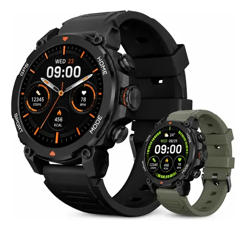 Relógio Smartwatch Aurafit Trek1 Com Gps À Prova D'água 5atm Preto Sport Preto/verde