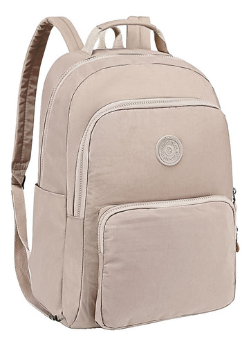 Mochila: mochila juvenil para mujer, espalda escolar reforzada, color beige, diseño de tela lisa