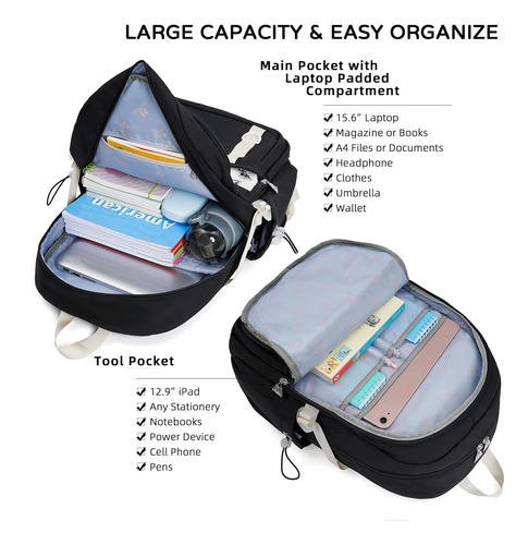 Mochila Para Ordenador Portátil Monedero 15.6 Pulgadas Bo...