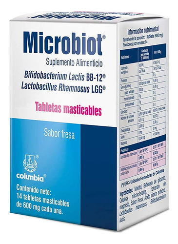 Microbiot Suplemento Alimenticio Con 14 Tabletas Sabor Fresa