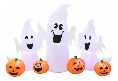 Trío Inflable Fantasmas Con Linternas Halloween 180cm