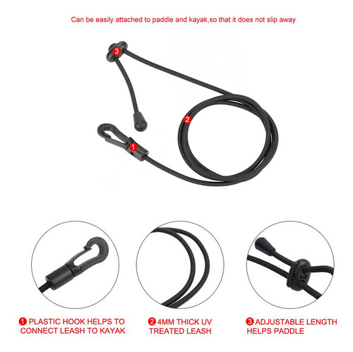 2pcs Estirable Kayak Paddle Correa Cordón De Seguridad