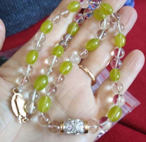 Colar De Pérolas E Cristais Da Maiorca Verde- Água (Usado)