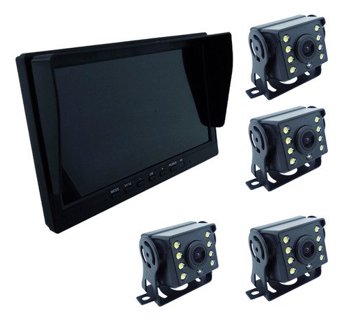 Kit 4 Cámaras + Pantalla De 10 Dvr Camión Bus 12/24v +cables