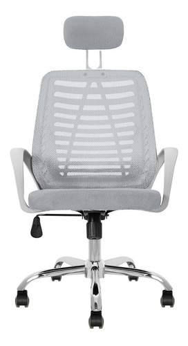 Silla de escritorio Silleti Livorno LIVOCAMBBC108 ergonómica  gris y blanca con tapizado de mesh