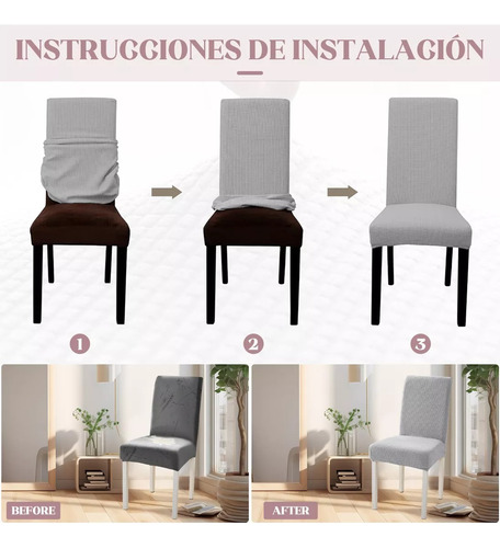 6pcs Funda Para Sillas Comedor Cubre Sillas Elástico Punto