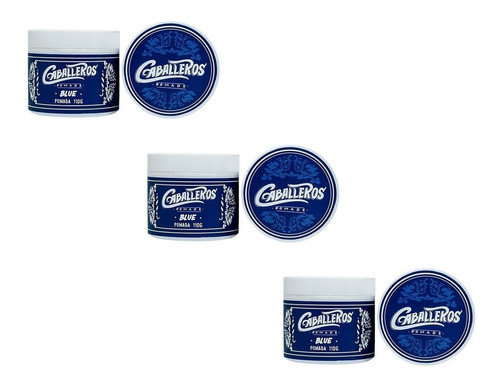 Kit 3 Pomadas Modeladora Caballeros Blue