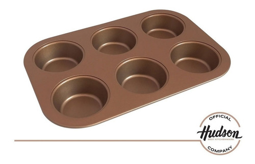 Muffinera Hudson X6 Antiadherente Molde Cupcakes Color Cobre
