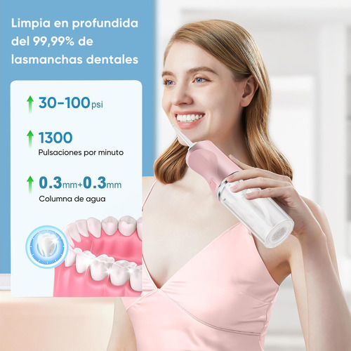 Irrigador Bucal Limpiador De Dientes Recargable 8 Puntas