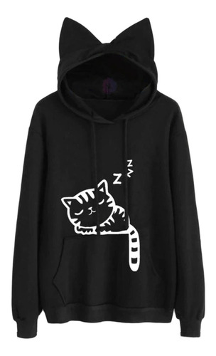 Saco Hoodies Capota Diseño Gato Dormilon Adulto Algodón 