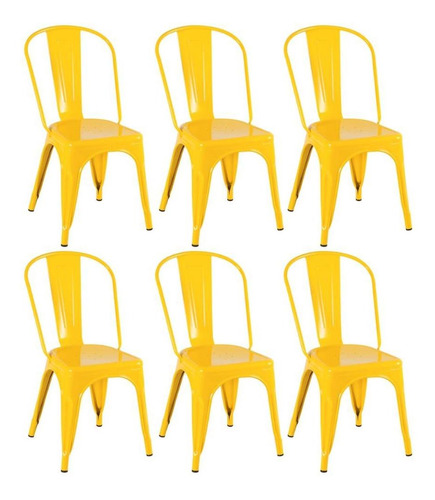 6 Cadeiras Iron Tolix Aço Metal  Industrial Vintage Cores Cor da estrutura da cadeira Amarelo