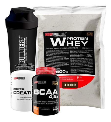 Kit Whey Protein 500g+ Bcaa 4,5 100g+ Power Creatine 100g