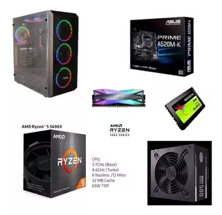 Pc Gamer Ryzen 5 5600x, Ram8gb, Solido 240, 500w Bronze